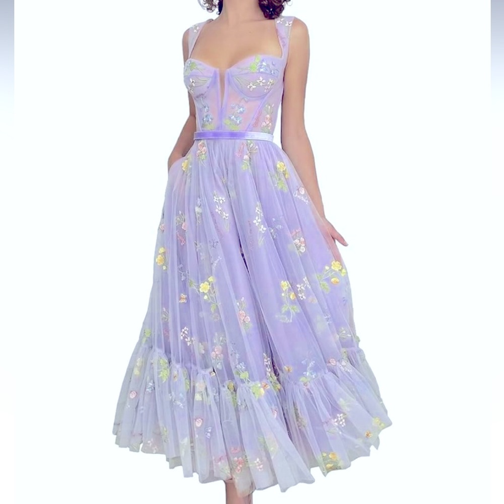 Purple Ruffled Tiered Sweetheart Prom Dress Size 16/18